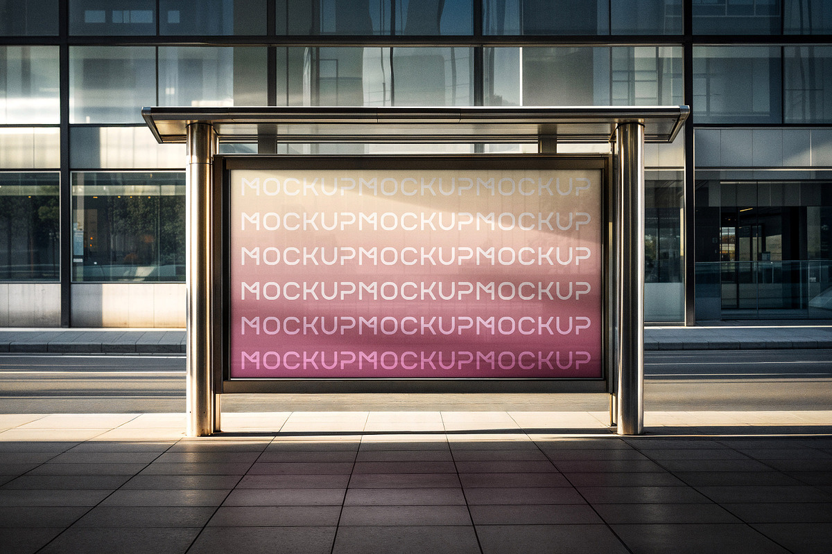 Bus Stop Horizontal Banner Mockup, an Advertising Mockup by Design Squad