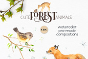 Watercolor Forest Animals, an Object Graphic by Ana-Sakuta (Thumbnail 2 of 18)
