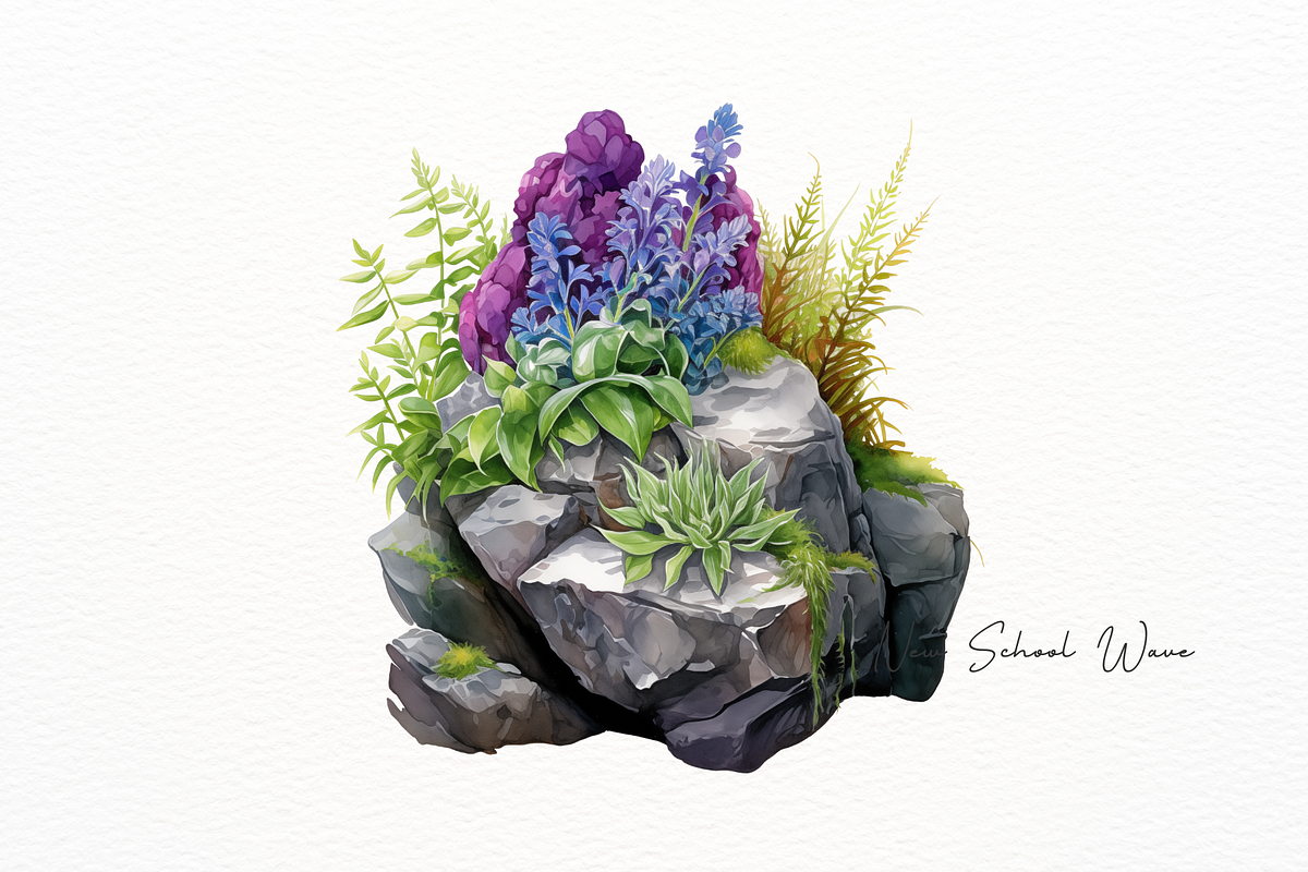 Mossy Rock and Floral Bouquet, an Object Illustration by New-School-Wave (Photo 2 of 5)