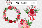 Retro Christmas Flowers Clipart, a Seasonal Illustration by SLS Lines (Thumbnail 5 of 6)
