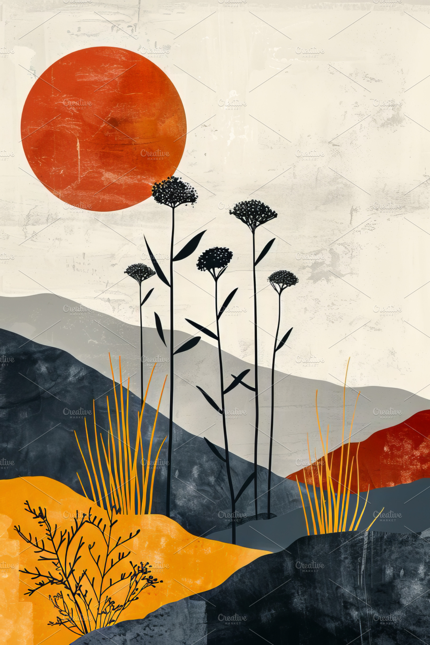 Abstract Botanical Illustration with Earthy Tones, an Abstract Photo by Natalia Klenova's Shop