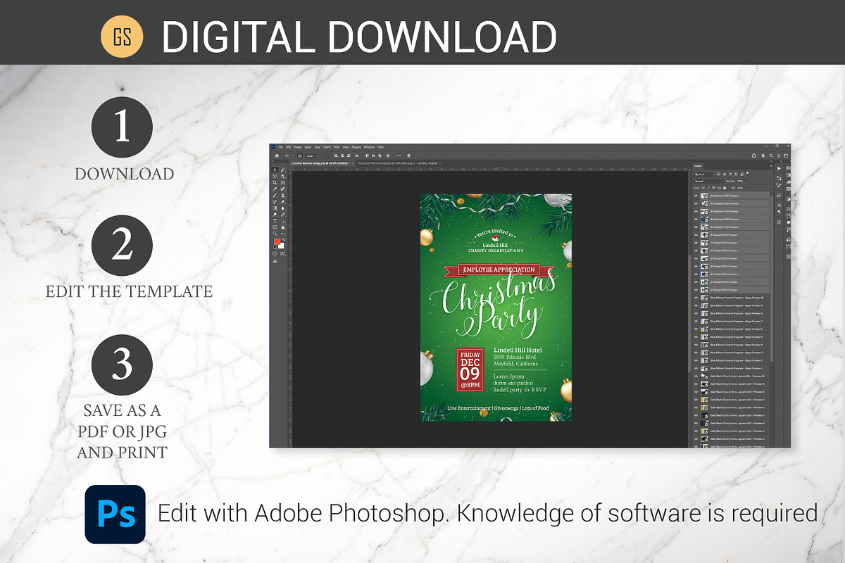 Green Christmas Party Flyer & Poster, a Flyer Template by Godserv Designs (Photo 8 of 9)