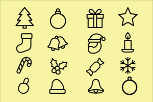 Christmas Icons Holiday Season, an Outline Icon by Vectorium Studio