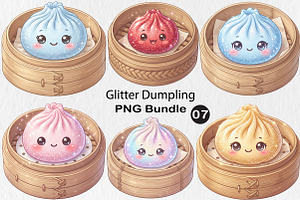 Glitter Dumpling PNG Bundle, a Seasonal Illustration by CraftArtStudio