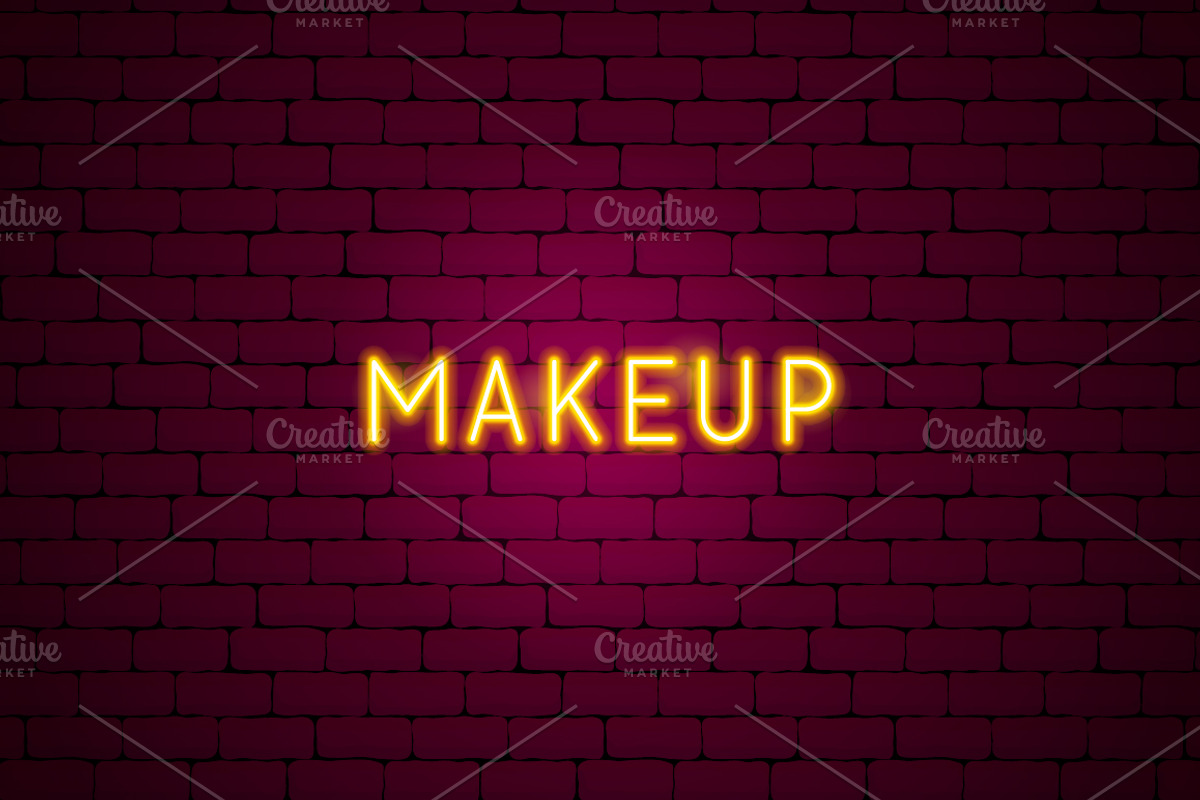 Beauty Cosmetics Vector Neon Icons