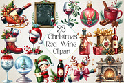 Christmas Red Wine Clipart, an Illustration by DreamPrint404 (Thumbnail 1 of 5)