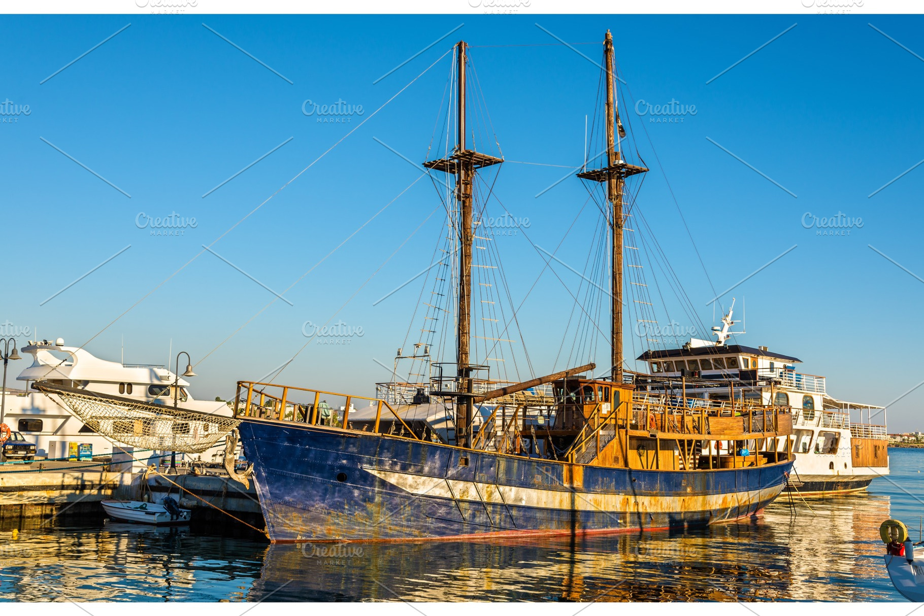 Sailing ship in Paphos Harbour - Cyprus, a Nature Photo by Leonid Andronov