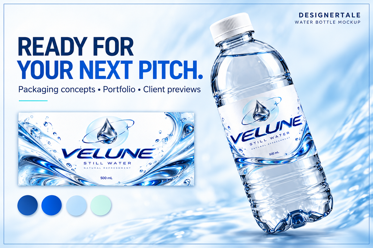 Floating Water Bottle Mockup PSD, a Packaging Mockup by Designertale (Photo 9 of 10)