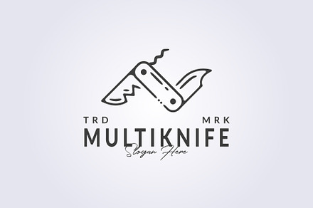 line art folded multitool knife logo