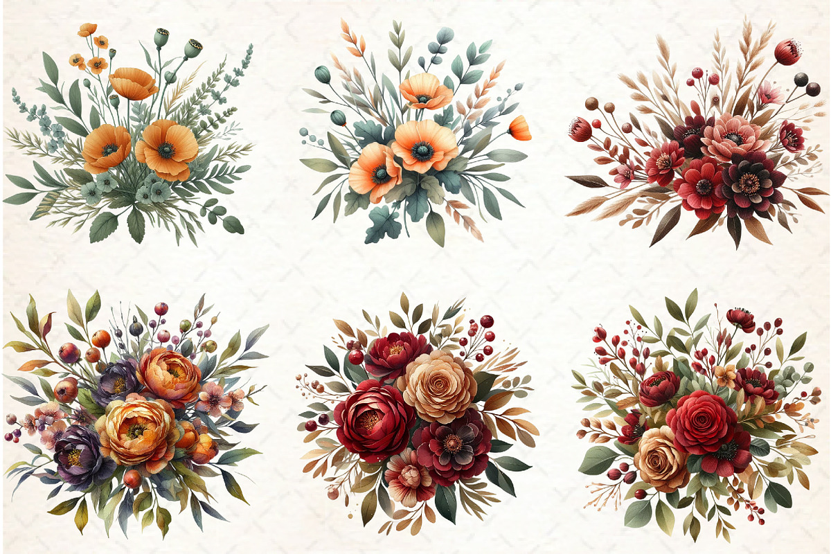 Fall Autumn Flowers And Leaves Flora, an Illustration by Libby Wishes (Photo 7 of 7)