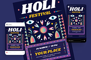 Holi Festival Color Flyer Set, a Flyer Template by Annora Studio (Thumbnail 2 of 6)