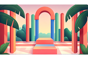 Geometric Podium Stage with Archway, an Illustration by Lermont51