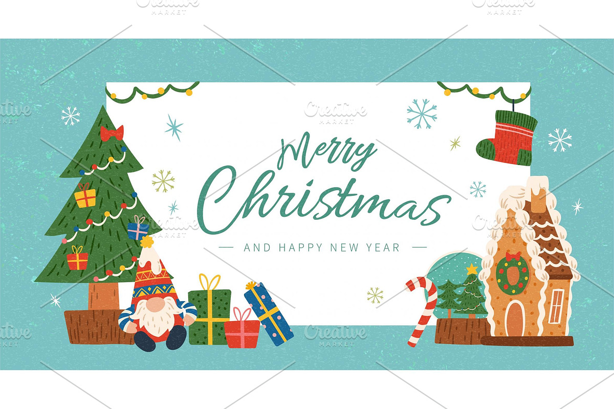 Hand drawn Christmas holiday banner, a Card Template by TotallypicRF