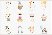 Whimsical New Year Dog Clipart, an Illustration by Sublimation Artist (Thumbnail 3 of 6)