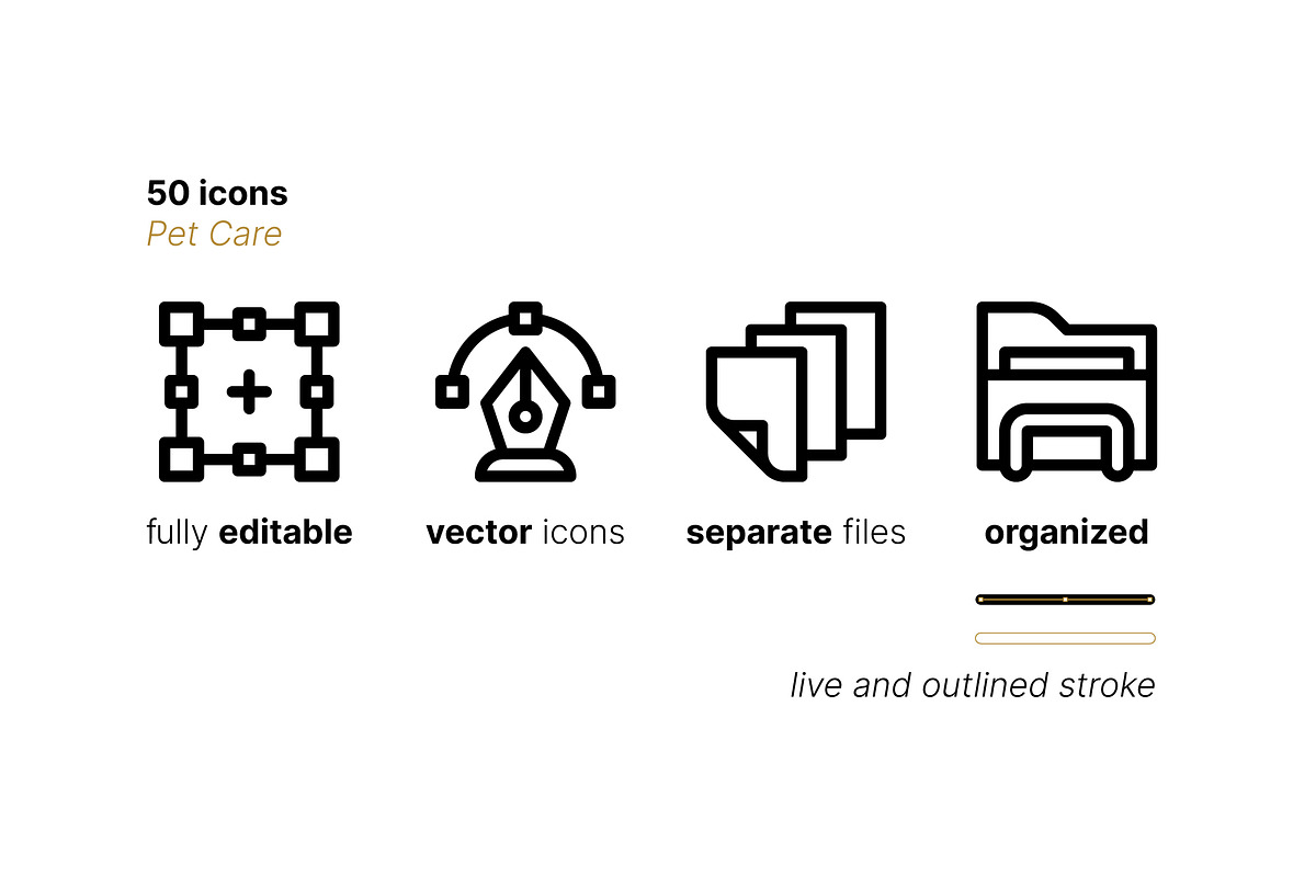 50 Pet Care Icons, an Outline Icon by Side Project (Photo 4 of 8)