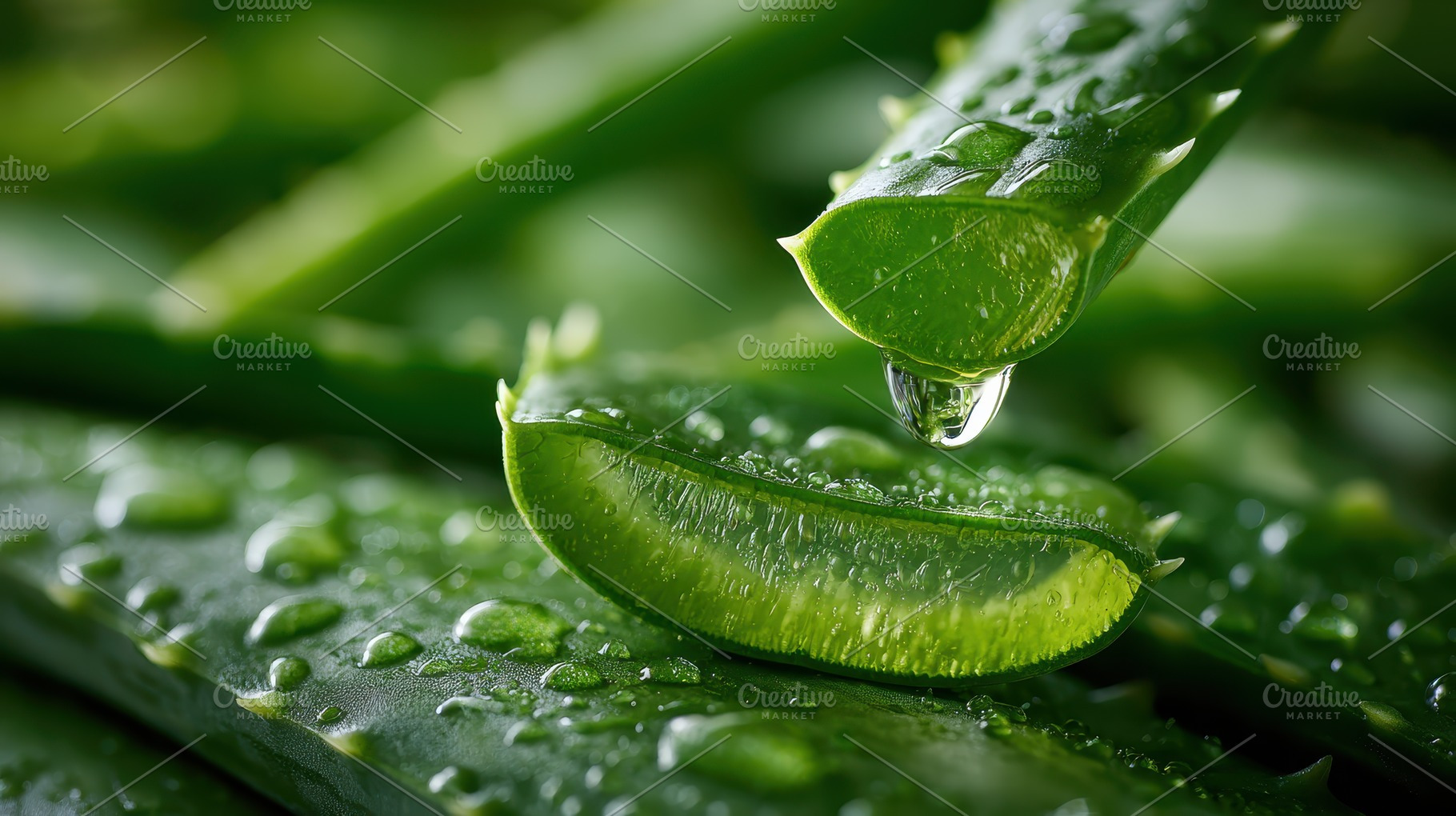 Aloe Vera Plant Leaf Gel Droplet Nat, a Photo by Pixeness Studio