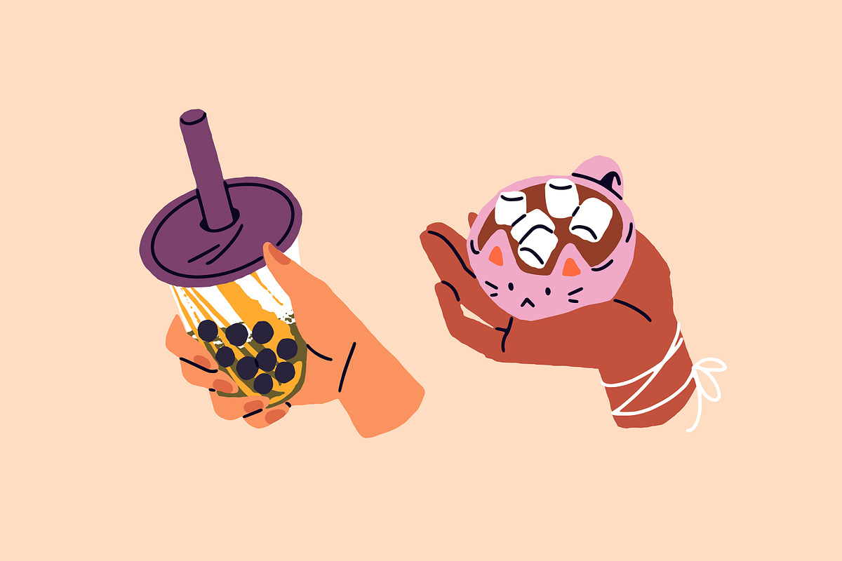 Hands with drinks set + posters, a Food Illustration by PaperTrident (Photo 2 of 10)