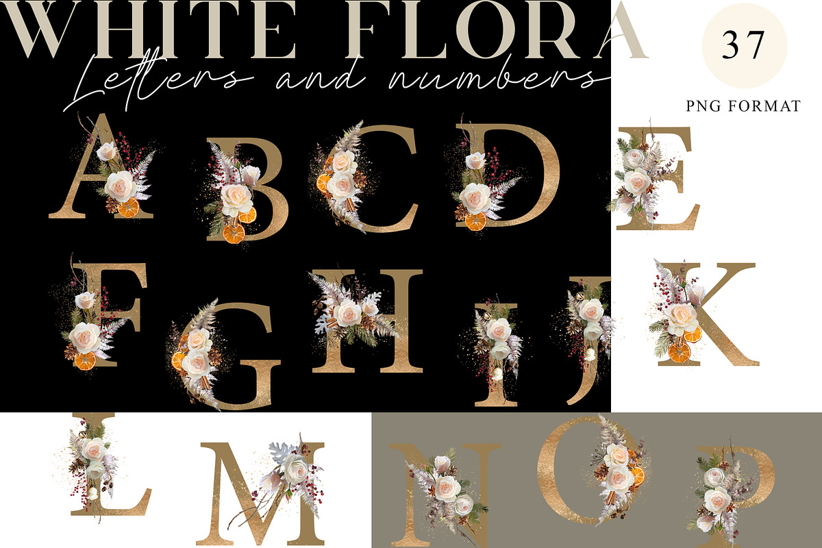 White Flora - Christmas clipart, a Decorative Illustration by Vasmila (Photo 7 of 15)