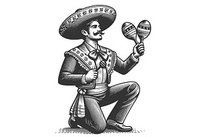 Mariachi Musician with Maracas, a Person Illustration by AlexArt