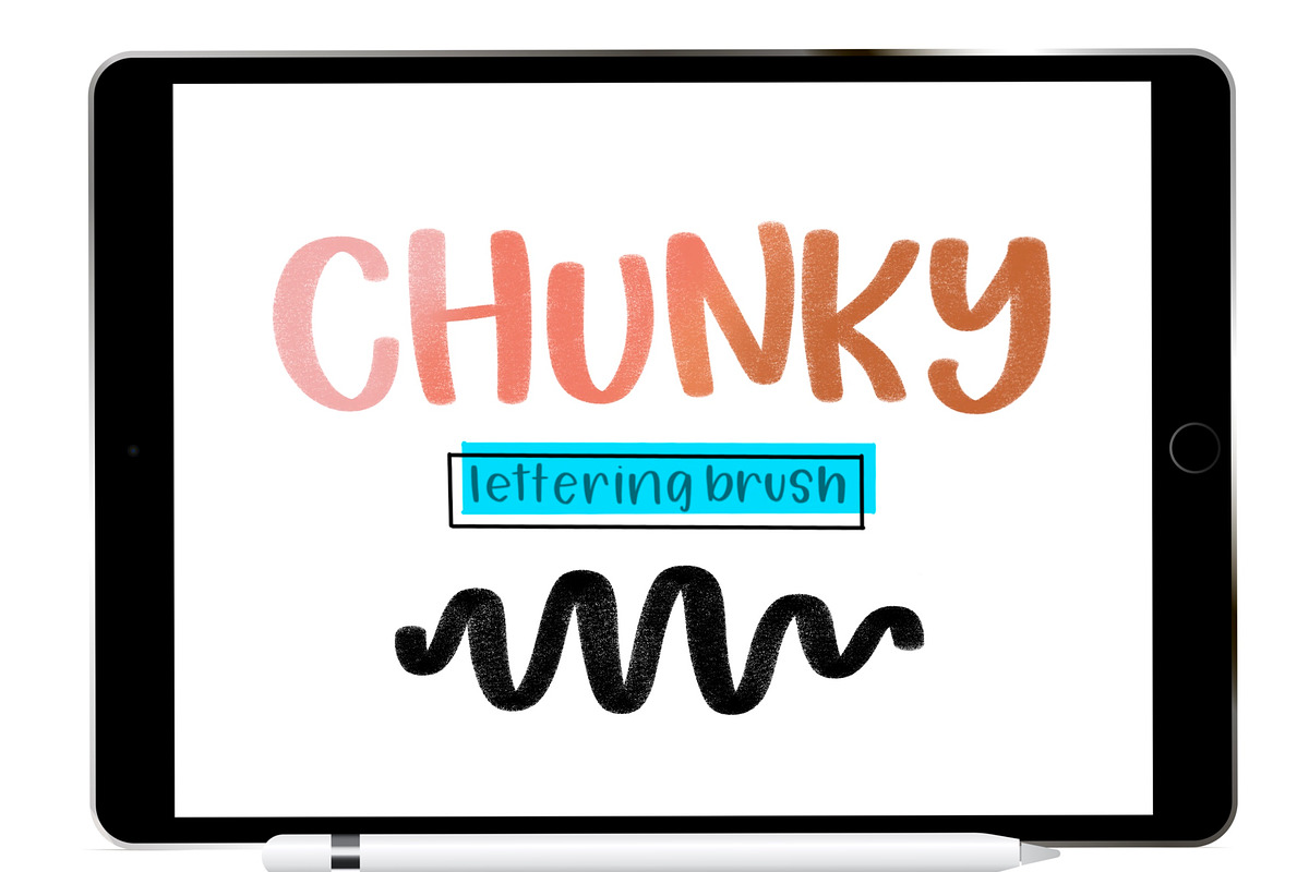 Chunky Procreate Lettering Brush, a Brush Add-On by Blue Strawberry Studio (Photo 1 of 5)
