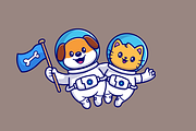 Cute Dog And Cat Astronaut Flying, an Animal Illustration by Catalyst Labs (Thumbnail 3 of 3)