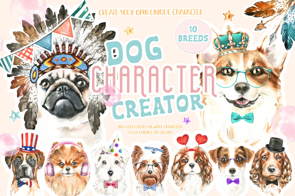 SALE Dog Character Creator Animal, an Animal Illustration by Catherine Wheel (Photo 1 of 14)