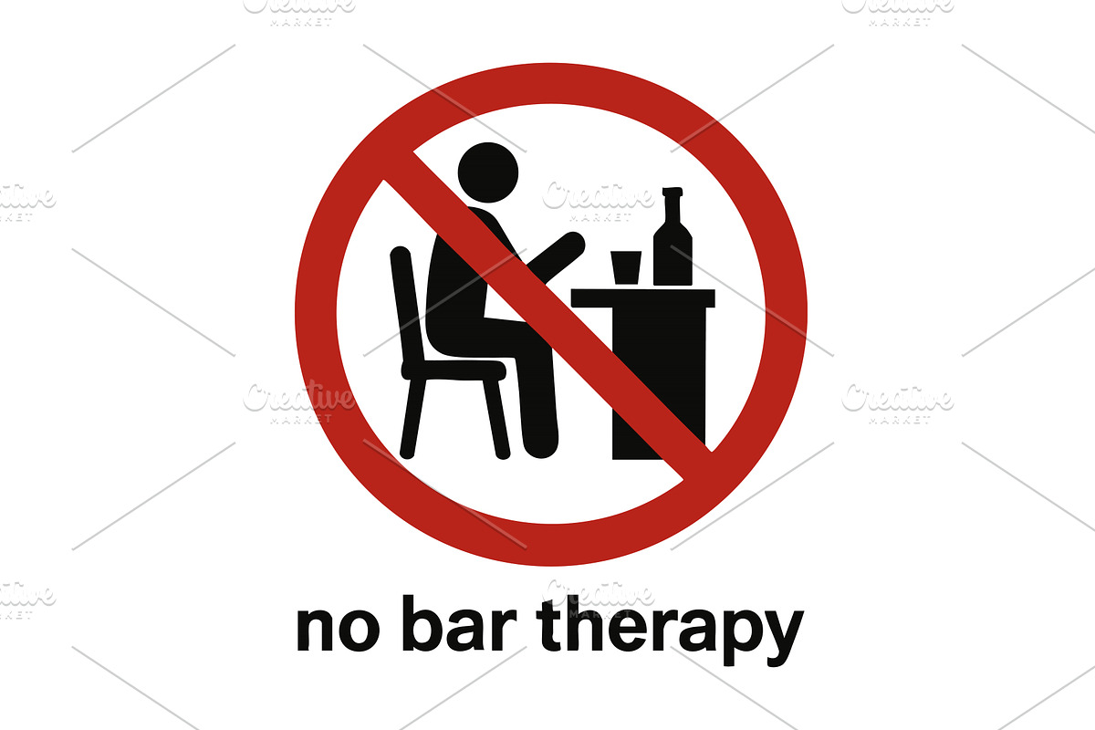 No bar therapy humorous prohibition, an Object Illustration by AlexArt