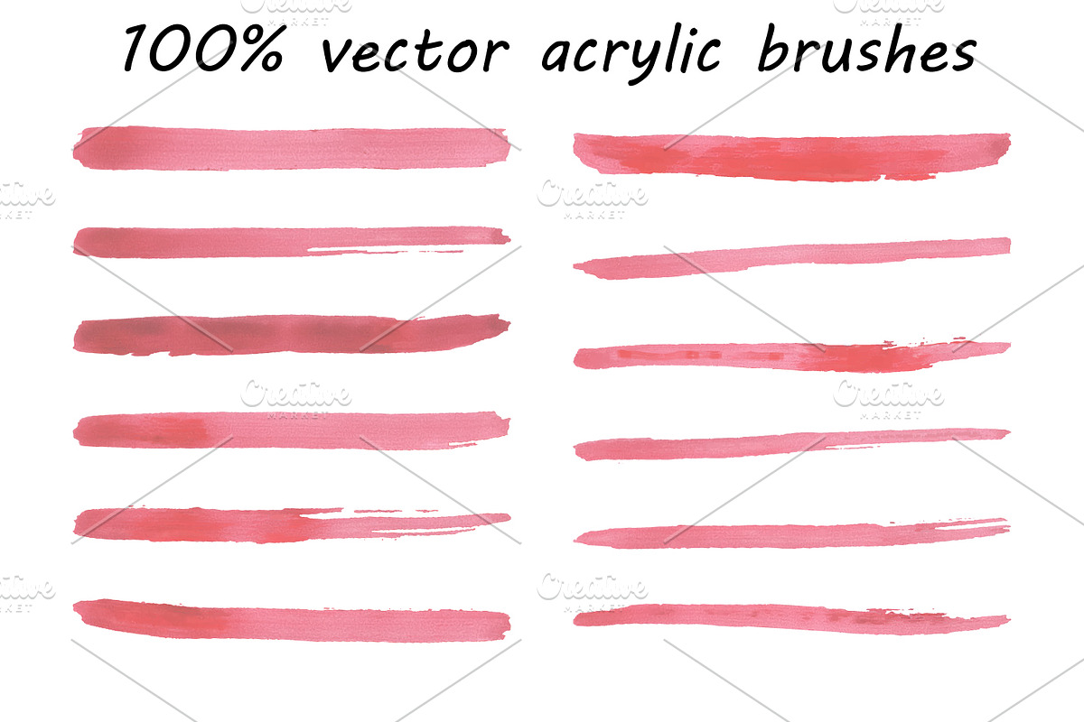 Acrylic brushes 100% vector.