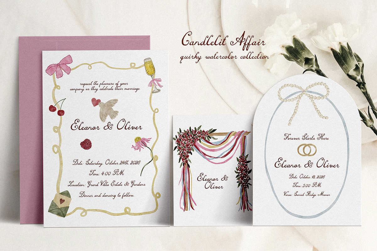 Quirky Watercolor Wedding Icons Set, a Decorative Illustration by Madiwaso (Photo 4 of 9)