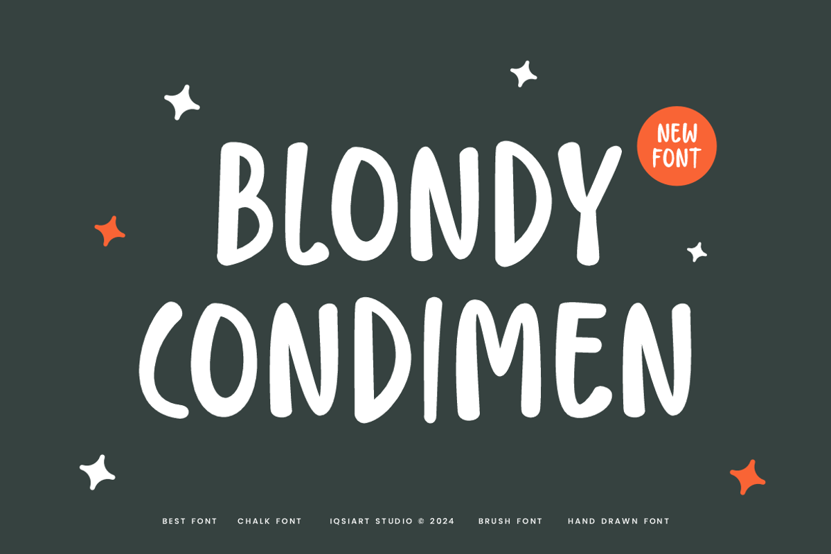 Blondy Condimen Chalk Marker Font, a Sans Serif Font by Iqsiart Studio (Photo 1 of 7)