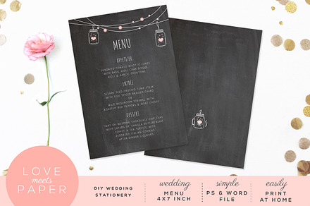 Wedding Menu M1018, a Card Template by Love Meets Paper