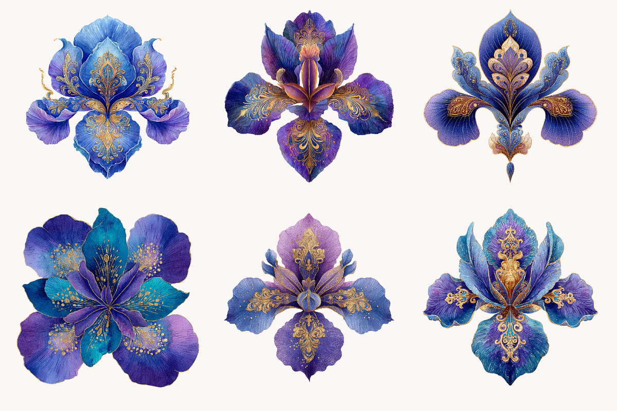 Iris Paisley Clipart Bundle, a Seasonal Illustration by Designworld (Photo 3 of 10)
