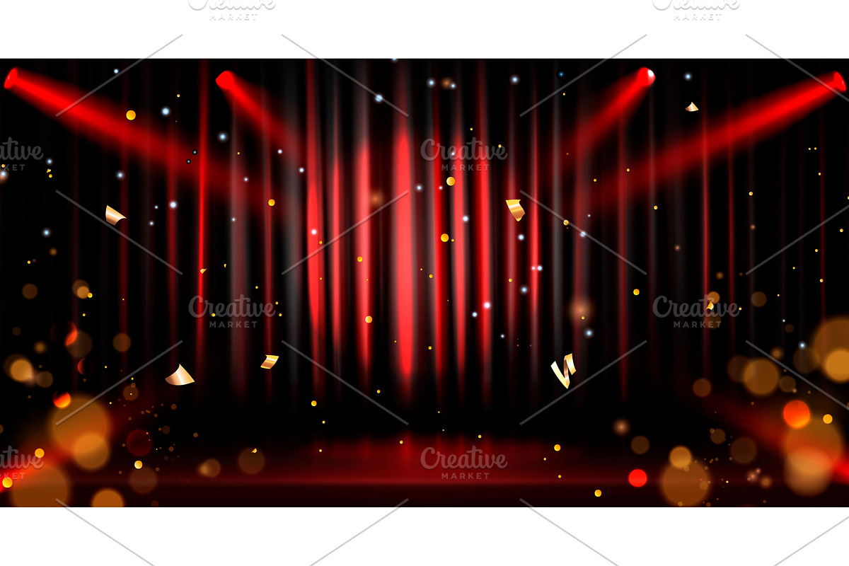 Red velvet curtain with golden, an Illustration by art PVP - market