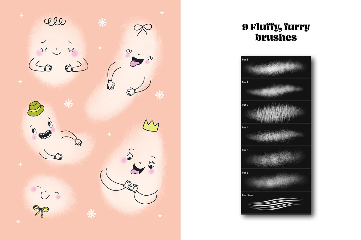 Fluffy Character Procreate Toolkit, a Brush Add-On by Pencil Twist (Photo 2 of 10)