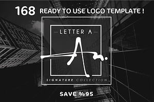 168 LETTER A SIGNATURE monogram logo, a Branding & Logo Template by Whimsical Logoshop