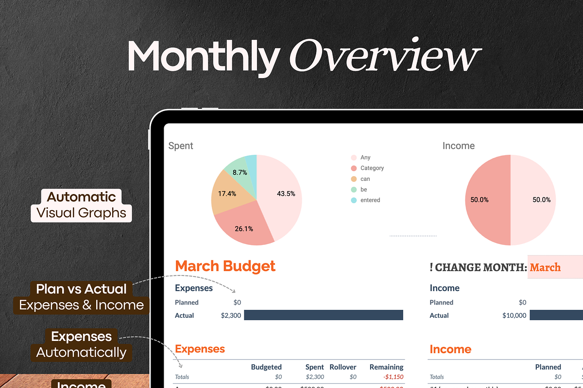 Monthly Budget Spreadsheet, a Templates & Theme by vitalinagerman (Photo 5 of 11)