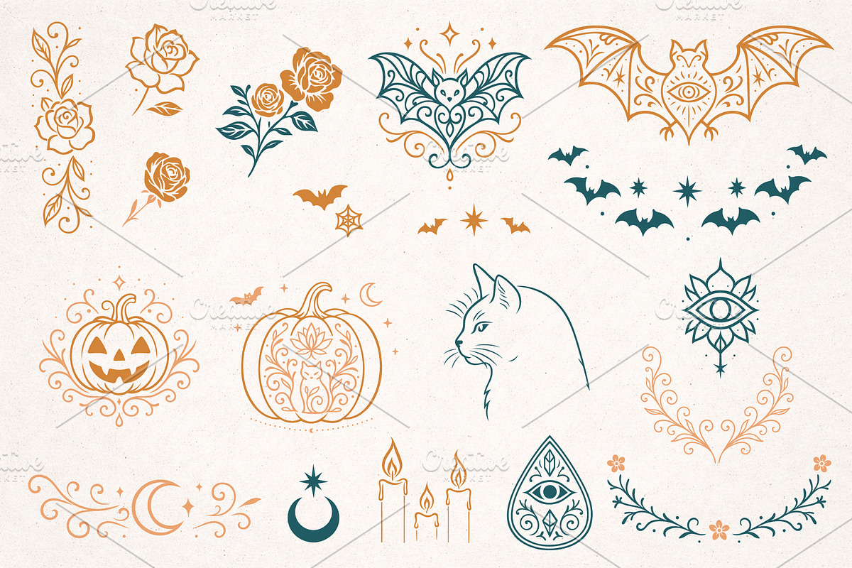 Mystic Samhain & Halloween Ornaments, a Seasonal Illustration by Christine Krahl (Photo 4 of 8)