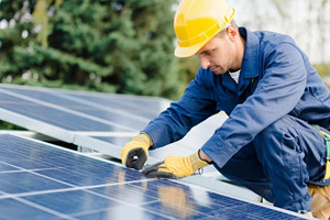 Technician in a blue uniform, an Industrial Photo by MistyDay