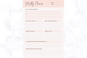 Pink Monthly Planner