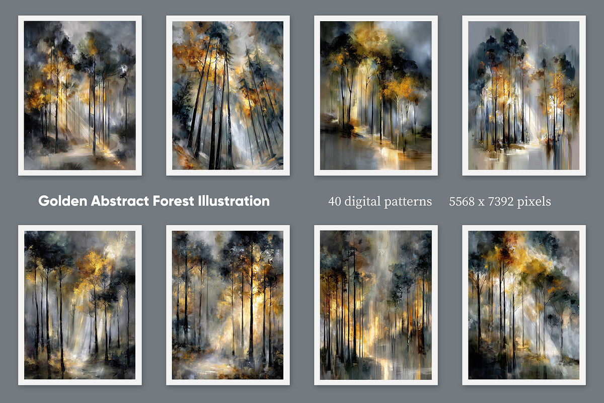 Golden Abstract Forest Illustration, a Decorative Illustration by Housui Patterns (Photo 3 of 12)