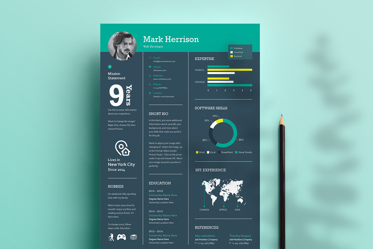 Infographic Resume/CV, a Resume Template by ResumeDevisers (Photo 3 of 4)
