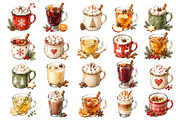 Watercolor Christmas drinks PNG, a Decorative Illustration by dashtik (Thumbnail 5 of 6)