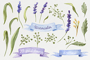Watercolor set with Lavender Flowers, an Illustration by NataliVA (Thumbnail 2 of 4)
