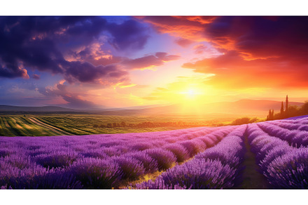 sky sun colorful field rural ai, a Nature Photo by pikepicture