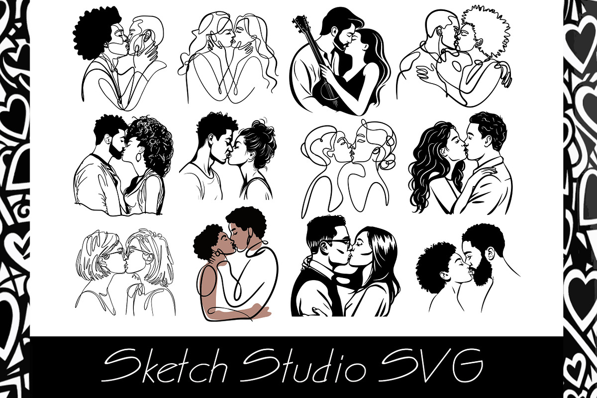 Kissing couple svg format, a Person Illustration by SketchArtStudio (Photo 1 of 3)