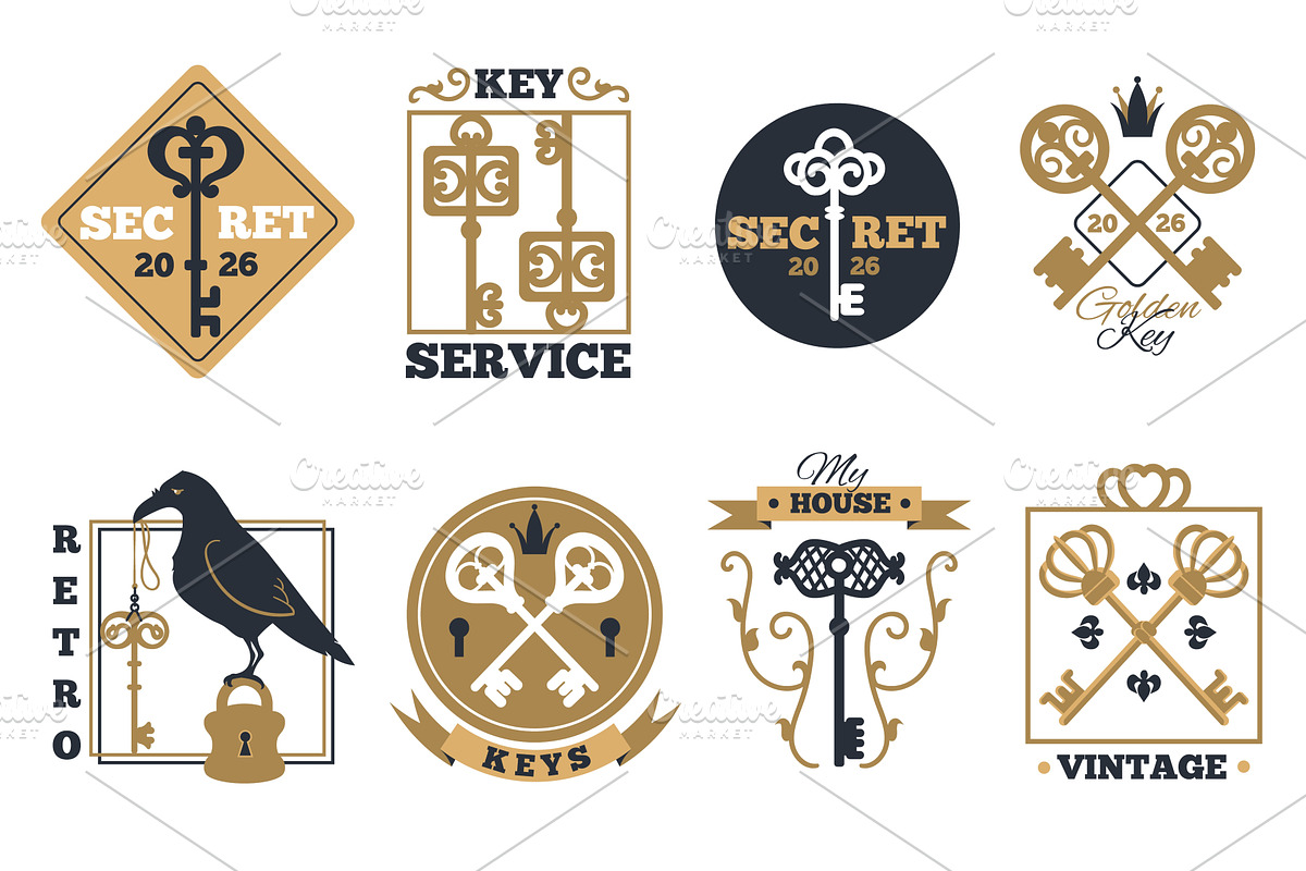 Antique keys emblems. Heraldic, an Illustration by YummyBuum
