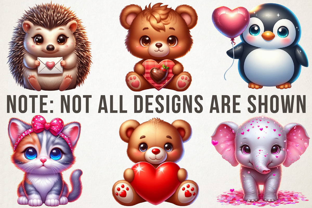 Cute Animals Valentine Clipart 2026, an Illustration by RobertsArt (Photo 4 of 6)