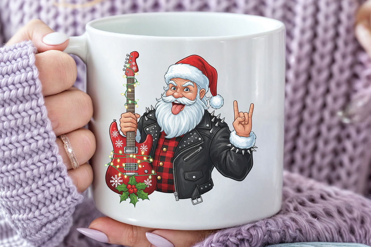 Vintage Rock & Roll Christmas Santa, an Illustration by Black Bird Studio (Photo 3 of 4)