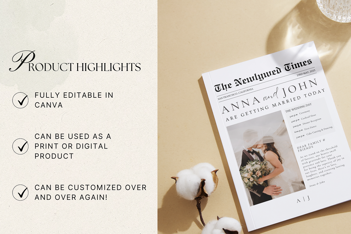Wedding Newspaper Program Template, a Stationery Template by Matisse Studio (Photo 3 of 8)