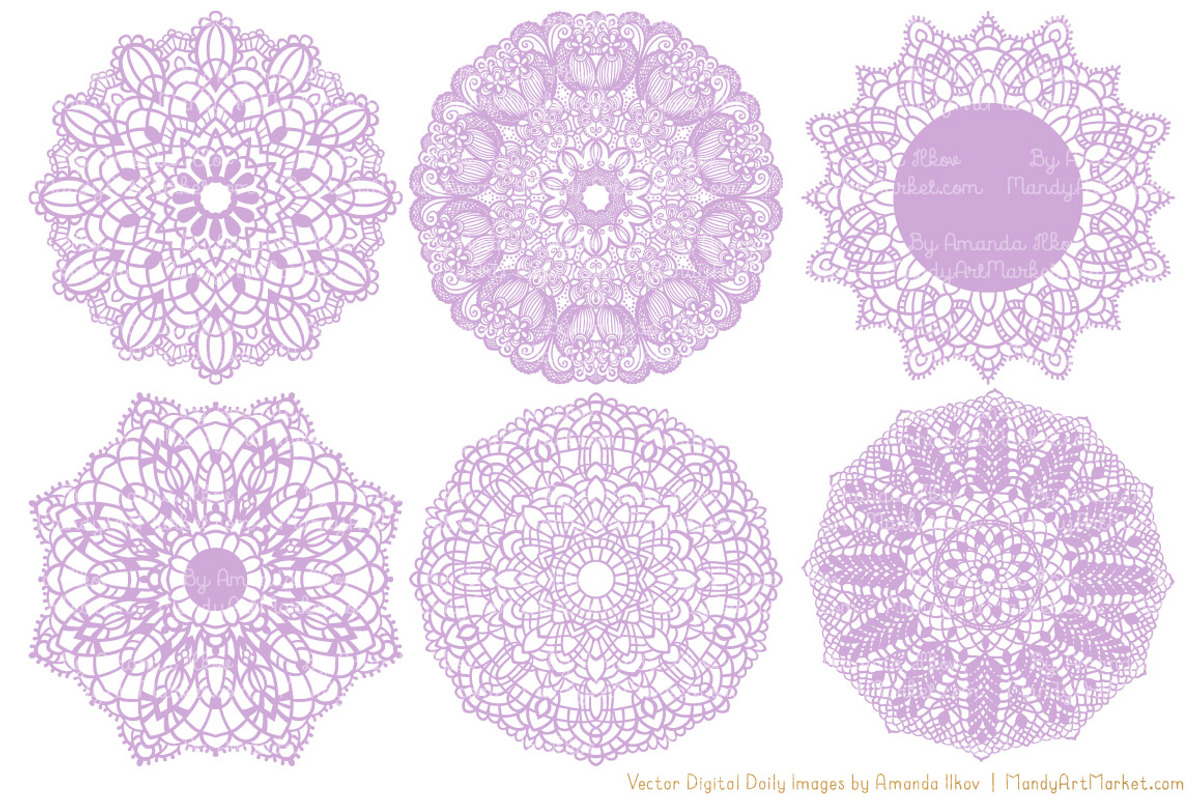 Lavender Doily Lace Clipart, an Illustration by Amanda Ilkov (Photo 3 of 4)